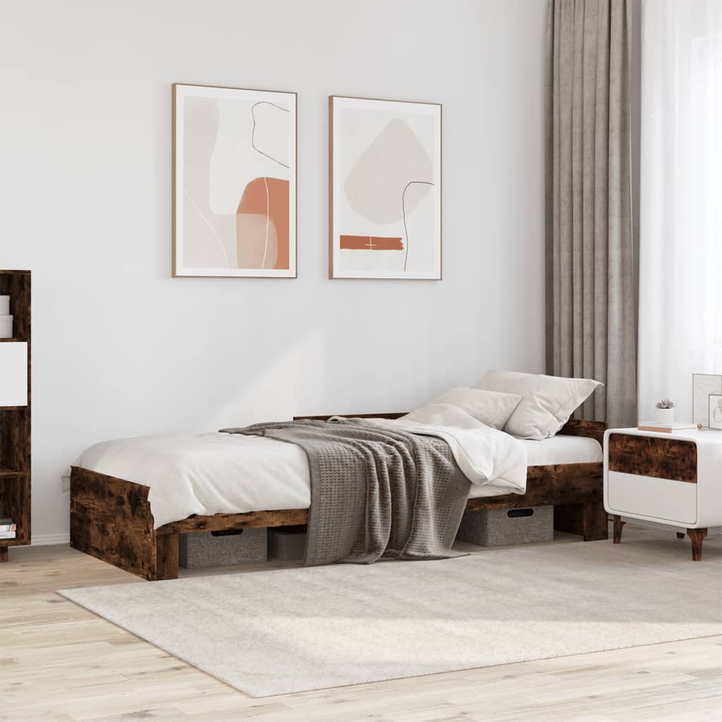 sengeramme 90x200 cm uden madras konstrueret træ røget eg
