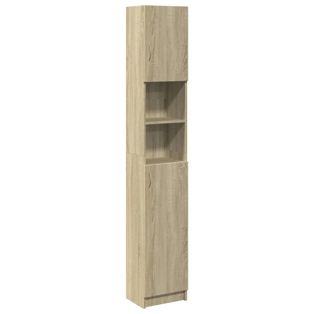 badeværelsesskab 32x25,5x190 cm konstrueret træ sonoma-eg