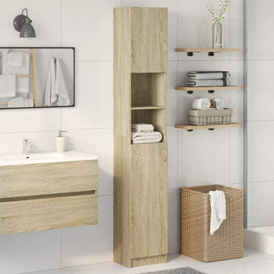 badeværelsesskab 32x25,5x190 cm konstrueret træ sonoma-eg
