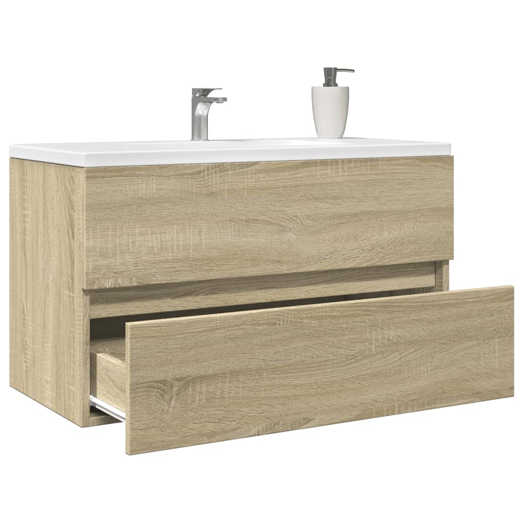 vaskeskab 80x38,5x45 cm konstrueret træ sonoma-eg
