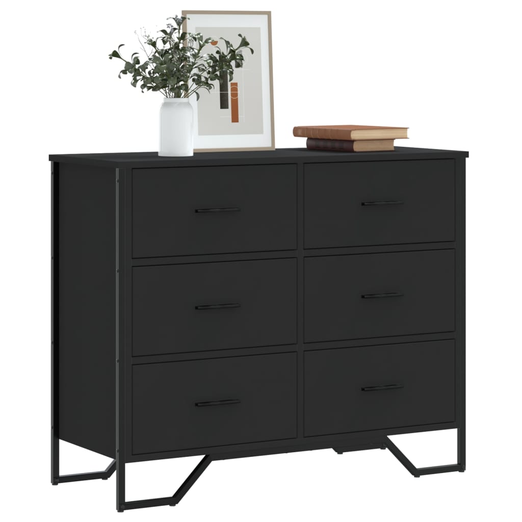 kommode 91x35,5x74,5 cm konstrueret træ sort