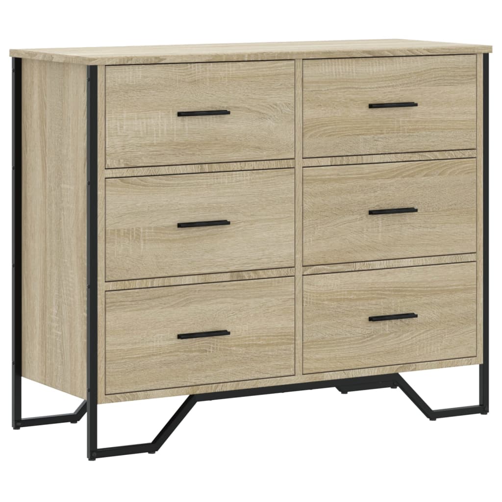 kommode 91x35,5x74,5 cm konstrueret træ sonoma-eg