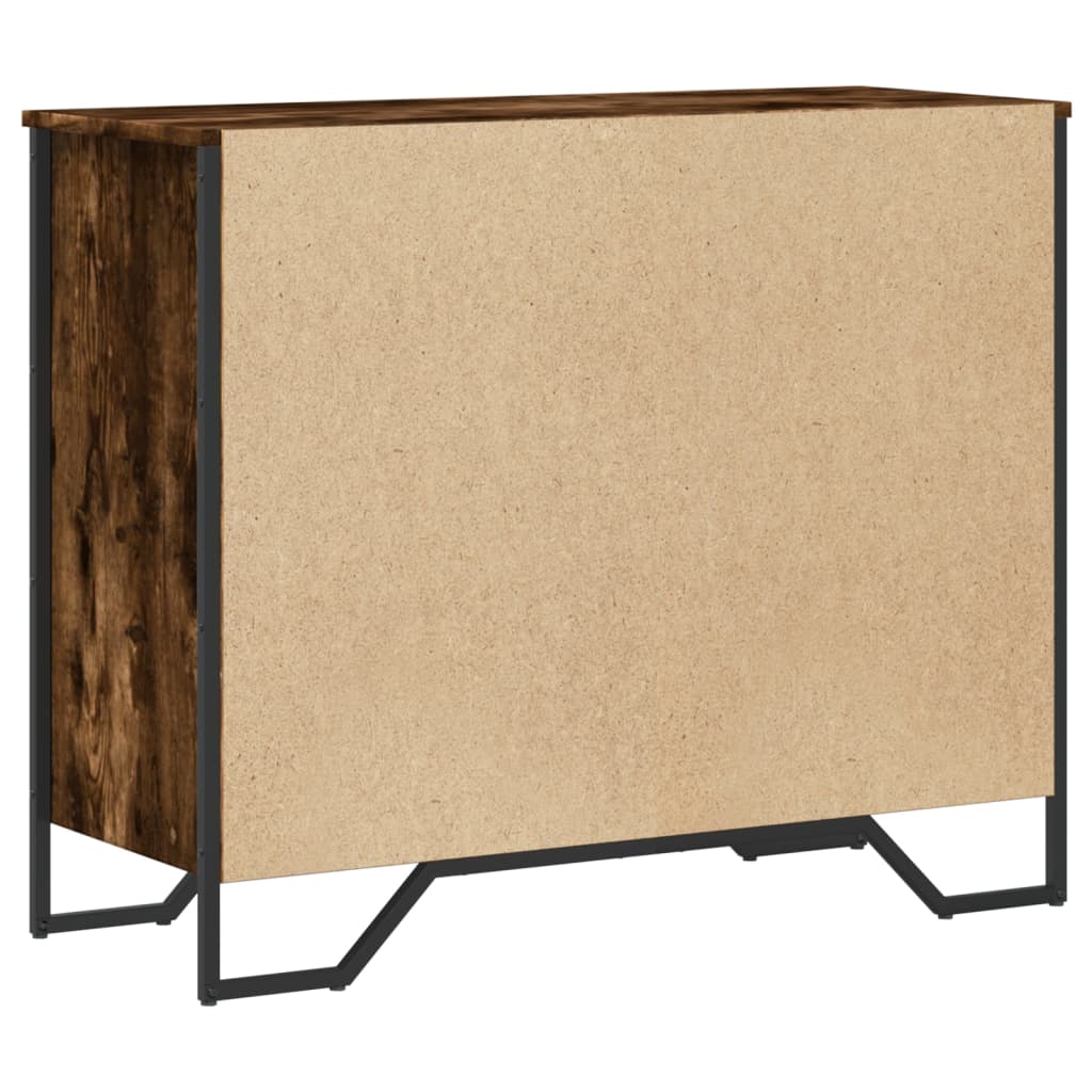 kommode 91x35,5x74,5 cm konstrueret træ røget egetræsfarve