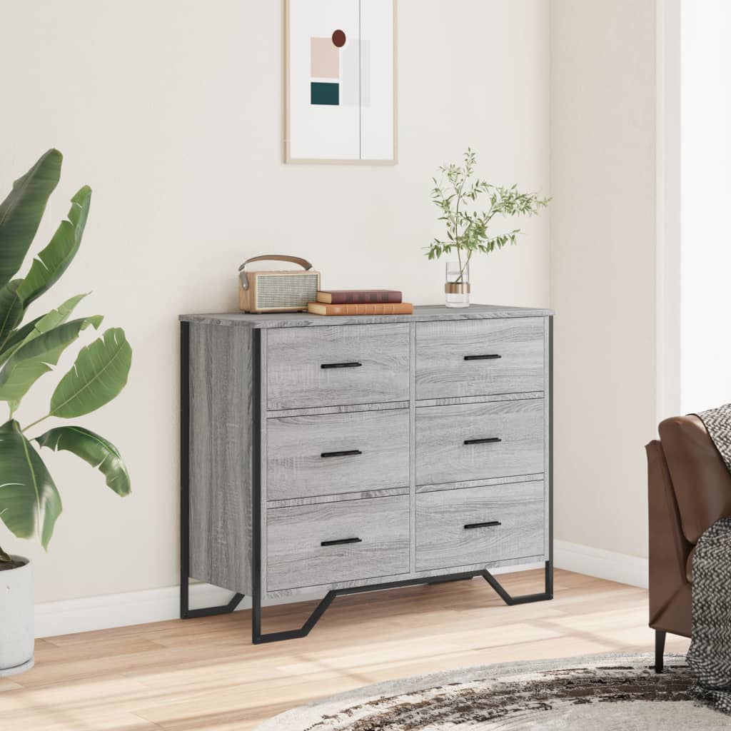 kommode 91x35,5x74,5 cm konstrueret træ sonoma-eg