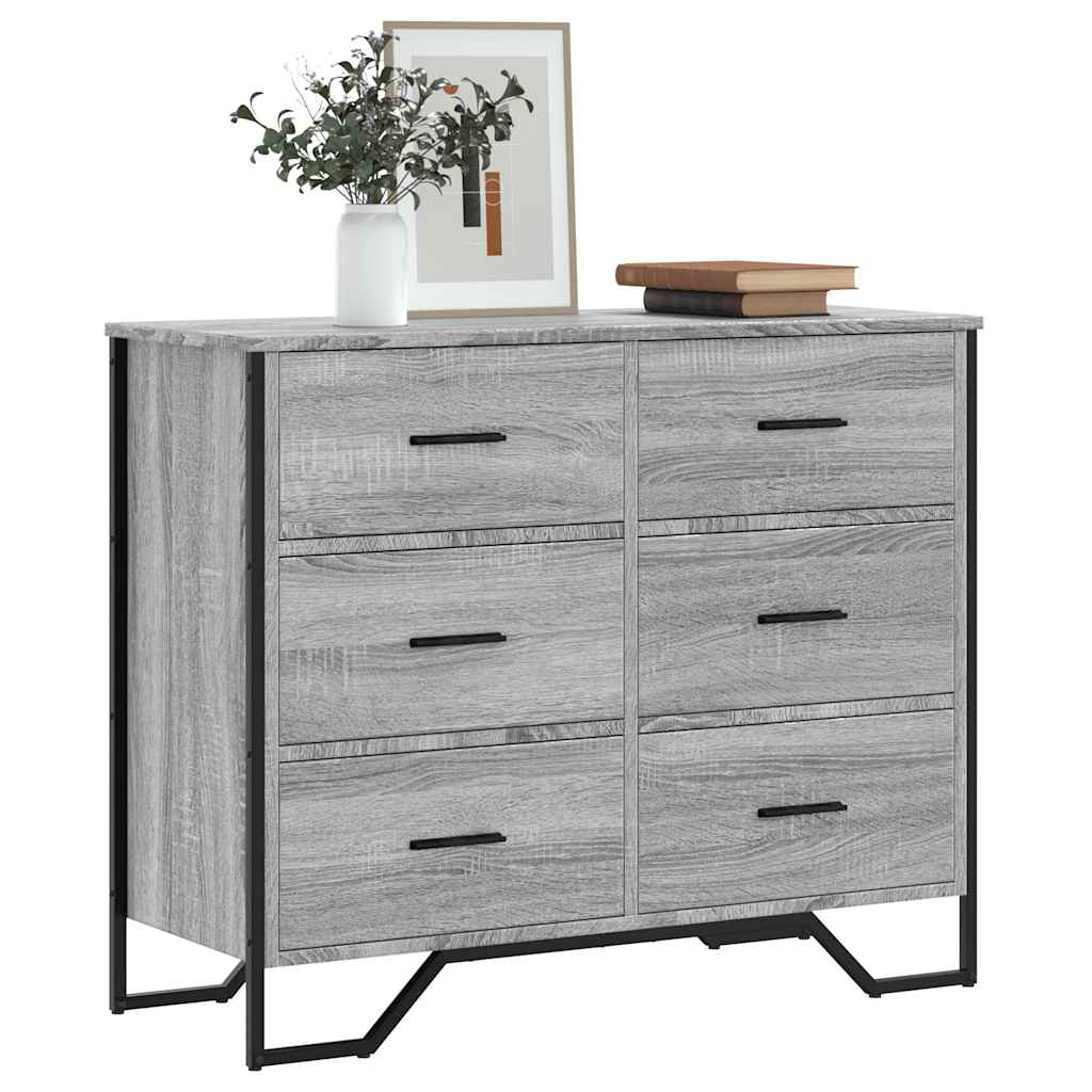 kommode 91x35,5x74,5 cm konstrueret træ sonoma-eg