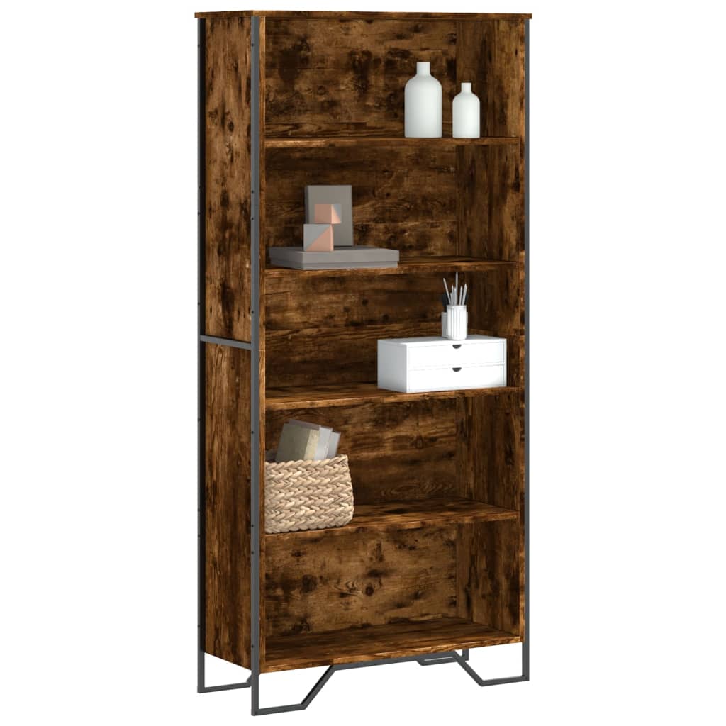 Bogreol 50X31X74,5 Cm Konstrueret Træ Etræsfarve Røget Eg - 80 cm / 169 cm