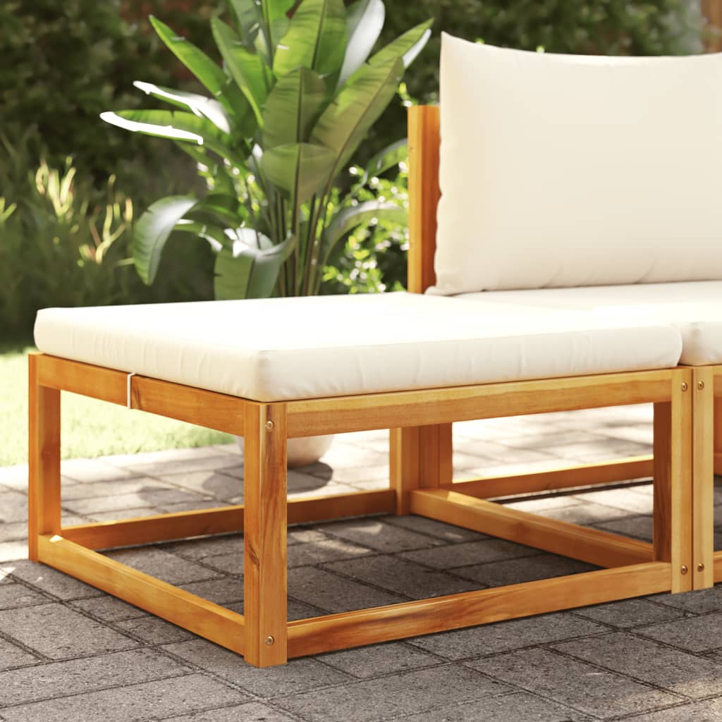 haveskammel med hynde 65x65x29 cm massivt akacietræ billede