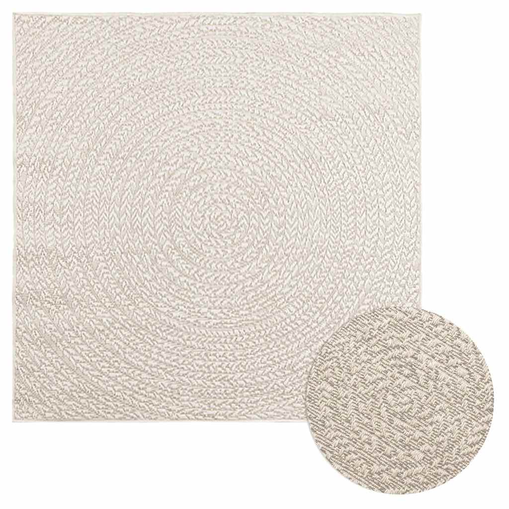 gulvtæppe ZIZUR 120x120 cm jute-look indendørs og udendørs billede