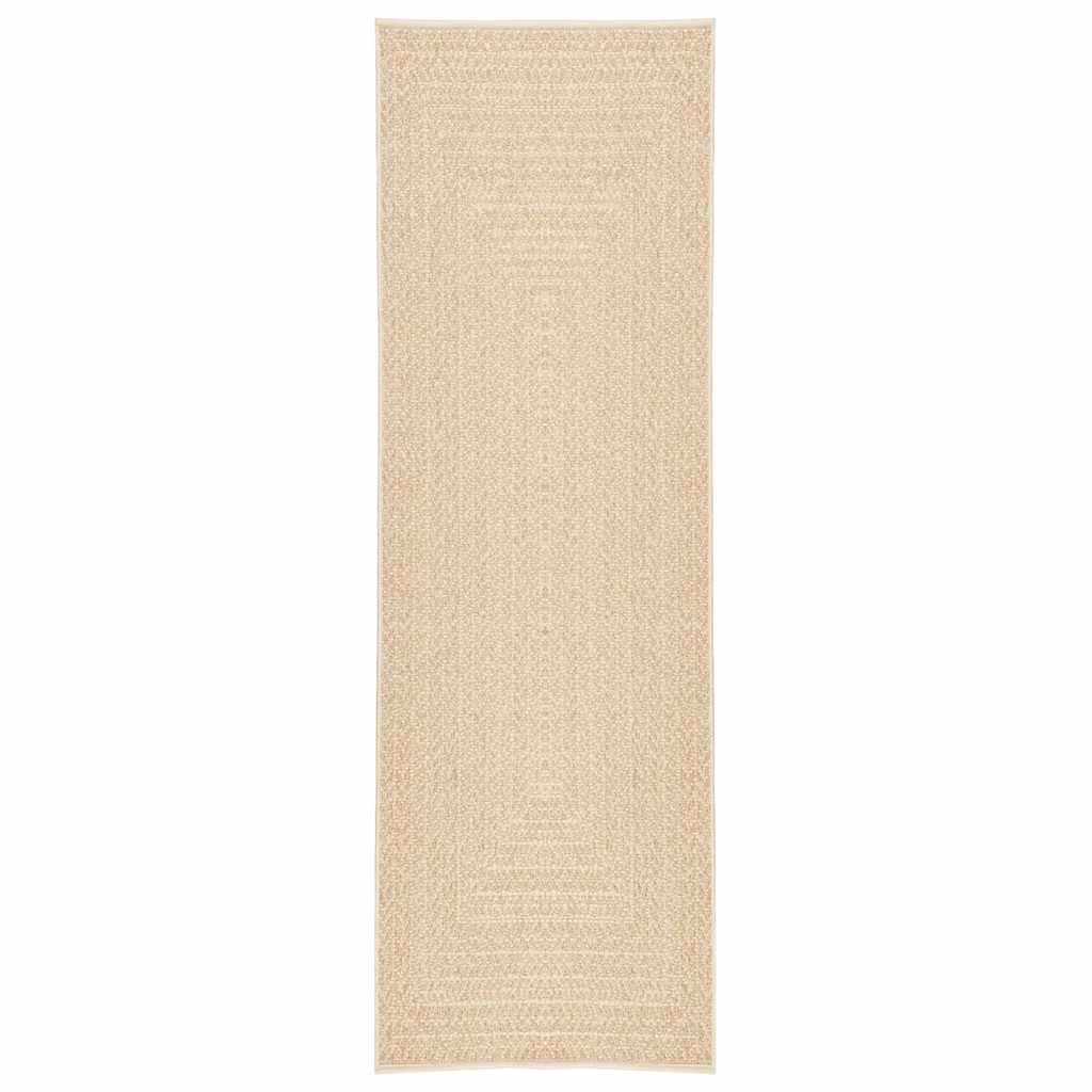 gulvtæppe ZIZUR beige 80x250 cm jute-look indendørs og udendørs
