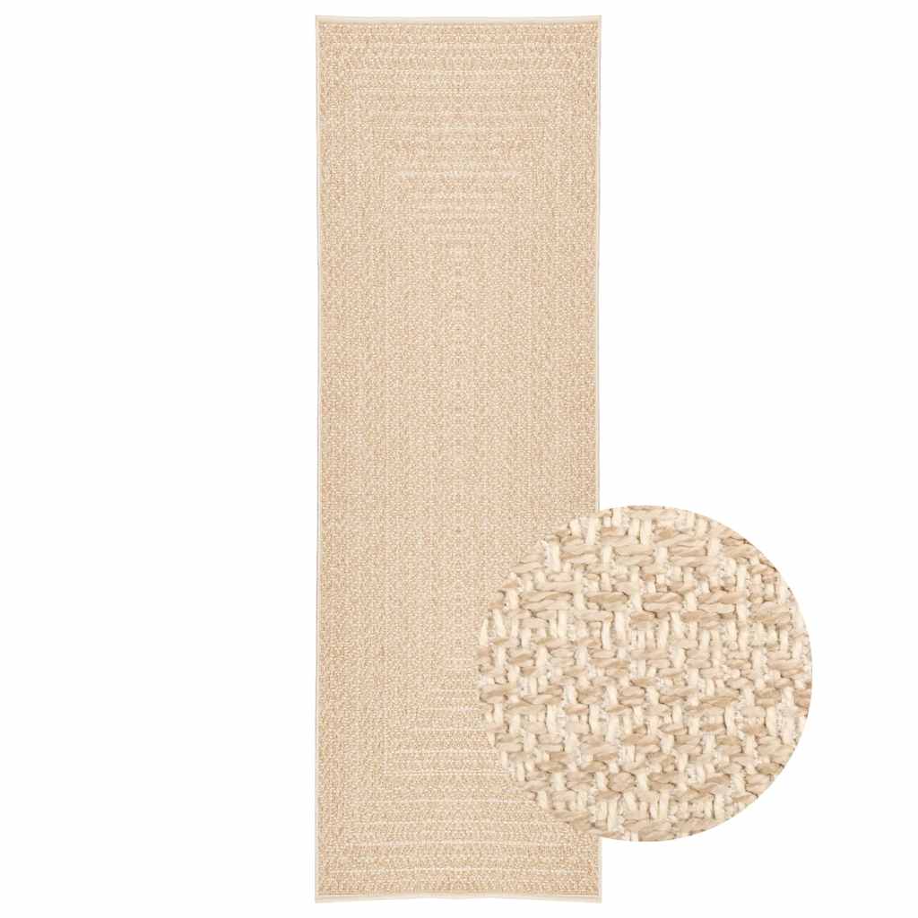 gulvtæppe ZIZUR beige 80x250 cm jute-look indendørs og udendørs