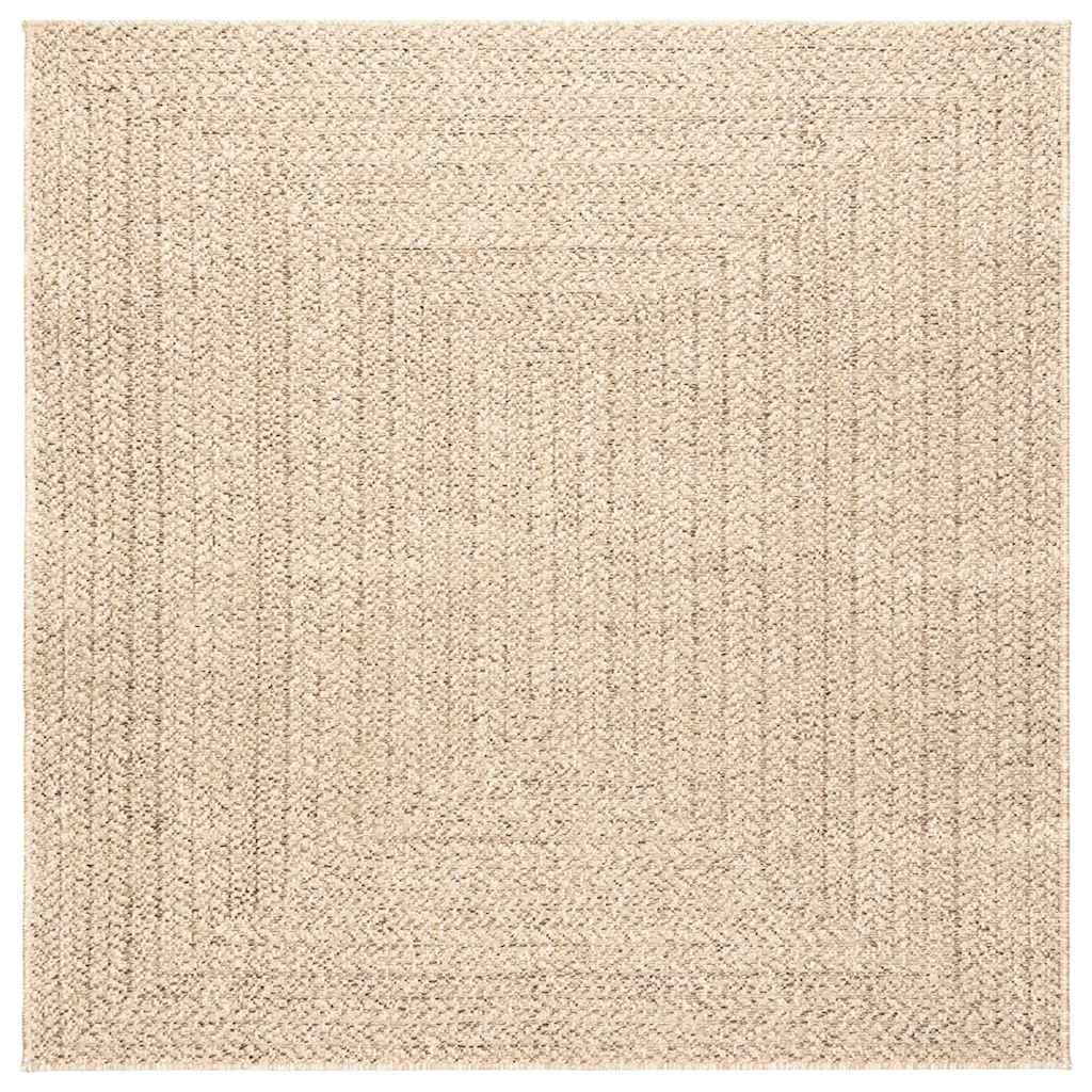gulvtæppe ZIZUR beige 120x120cm jute-look indendørs og udendørs