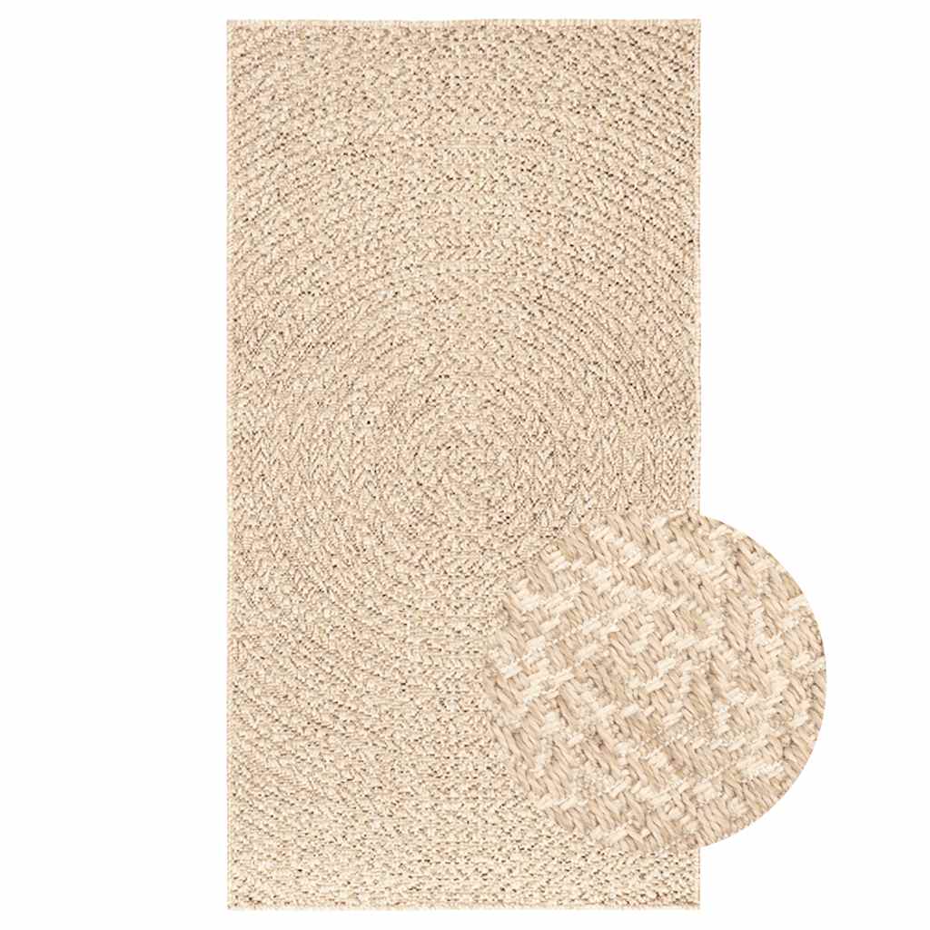gulvtæppe ZIZUR beige 80x150 cm jute-look indendørs og udendørs