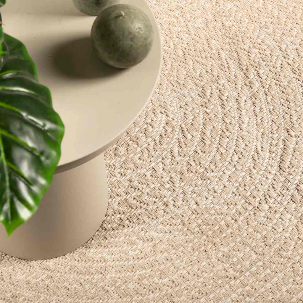gulvtæppe ZIZUR beige 120x120cm jute-look indendørs og udendørs billede