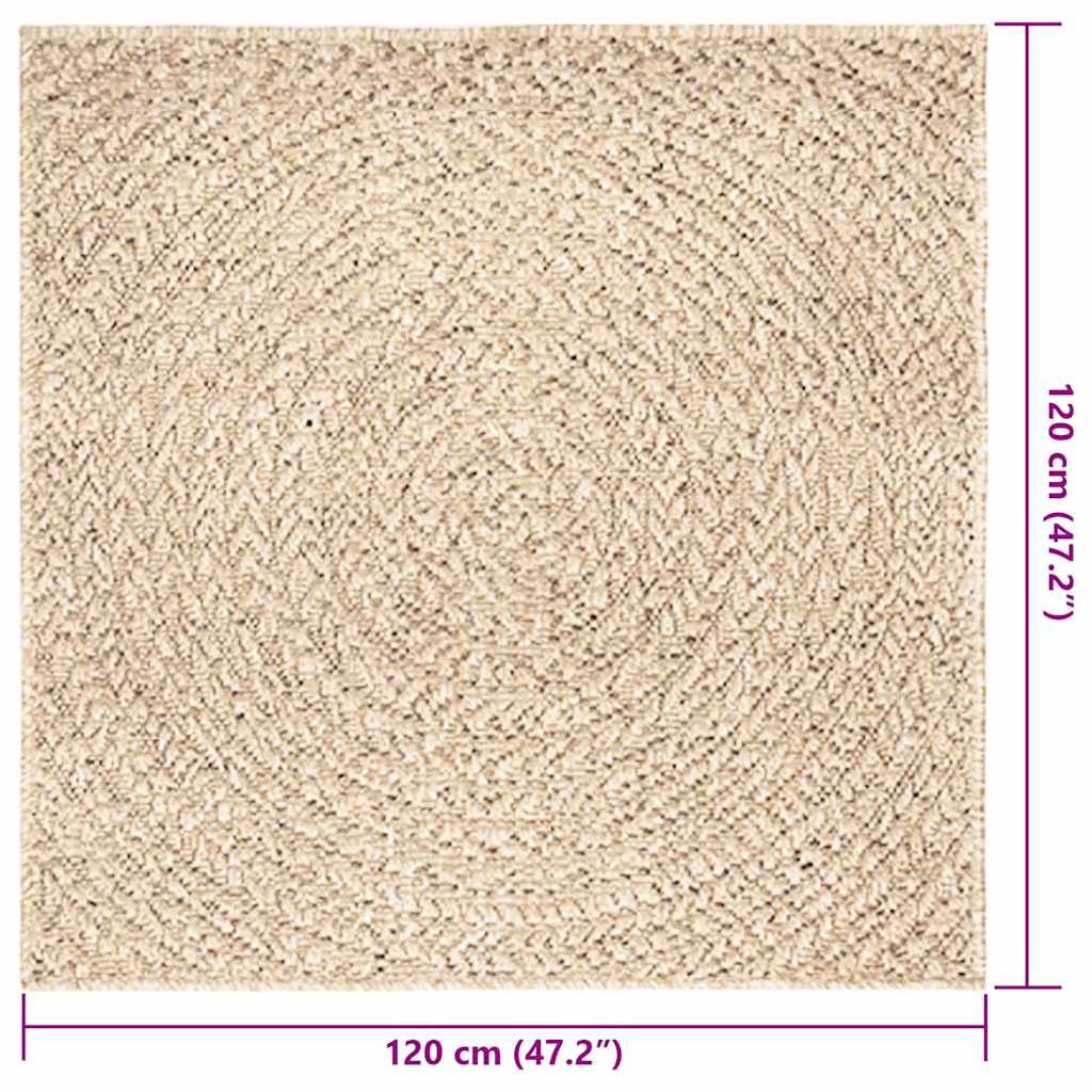 gulvtæppe ZIZUR beige 120x120cm jute-look indendørs og udendørs