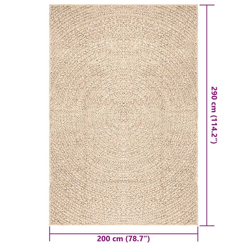 gulvtæppe ZIZUR beige 200x290cm jute-look indendørs og udendørs