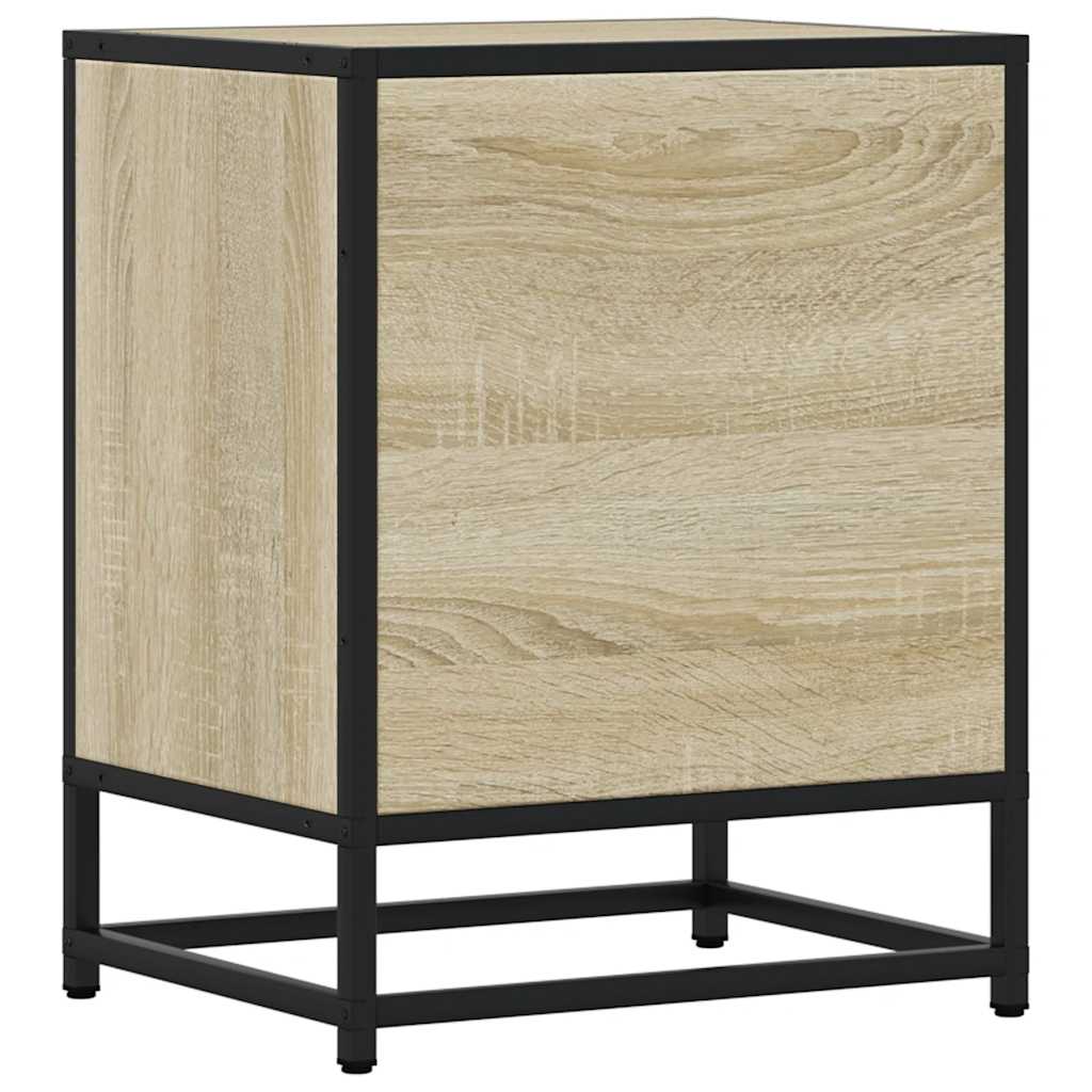 sengebord 40x31x50 cm konstrueret træ og metal sonoma-eg