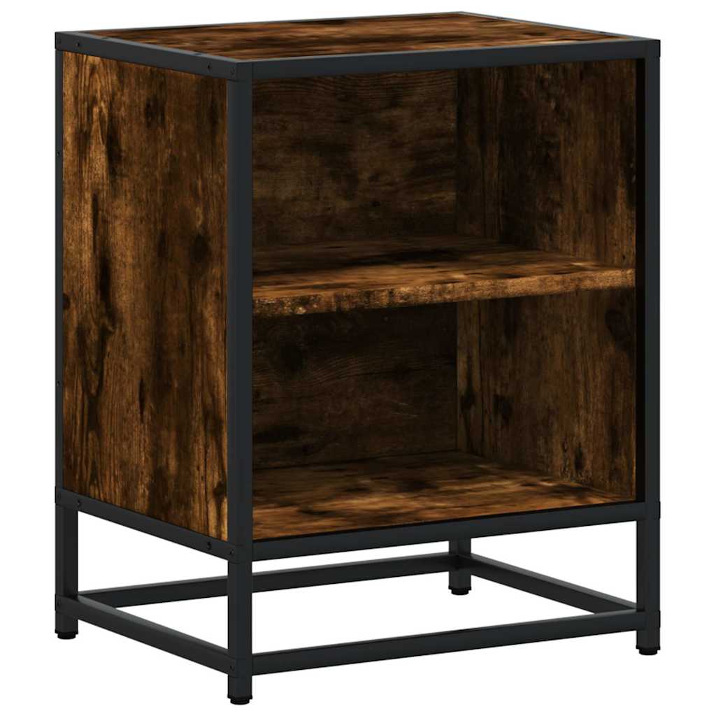 sengebord 40x31x50 cm konstrueret træ metal røget egetræsfarve
