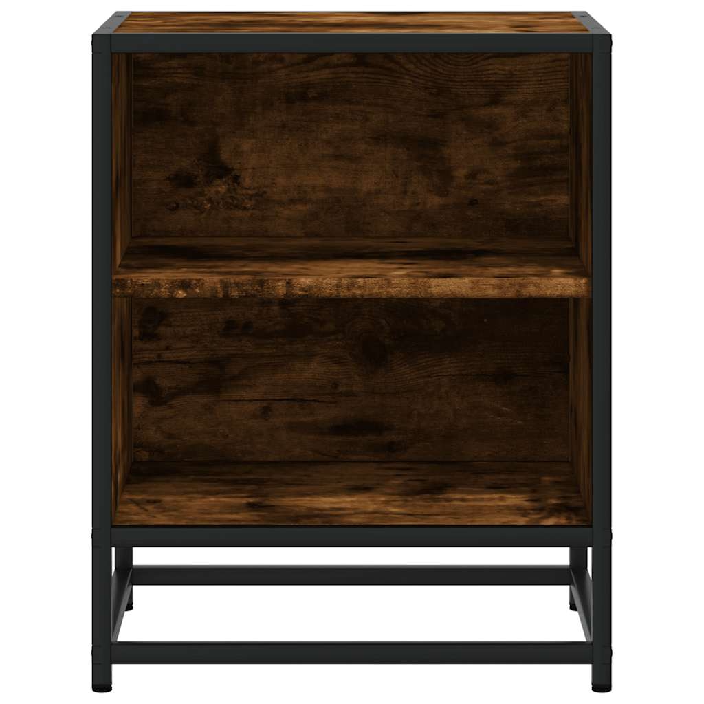 sengebord 40x31x50 cm konstrueret træ metal røget egetræsfarve