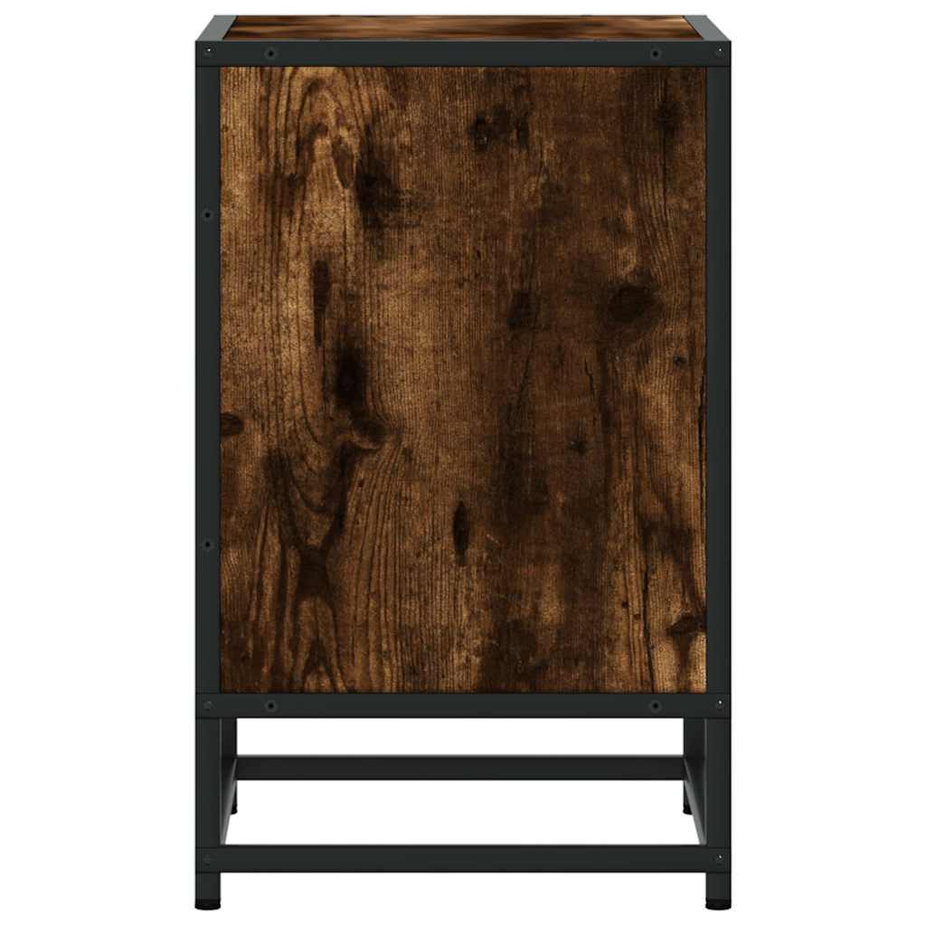 sengebord 40x31x50 cm konstrueret træ metal røget egetræsfarve