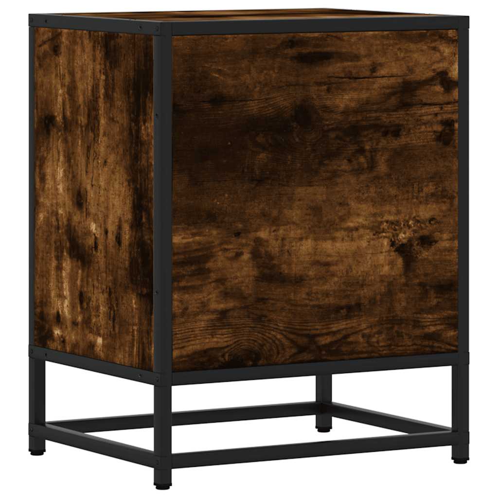 sengebord 40x31x50 cm konstrueret træ metal røget egetræsfarve