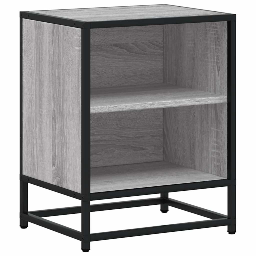 sengebord 40x31x50 cm konstrueret træ og metal grå sonoma-eg