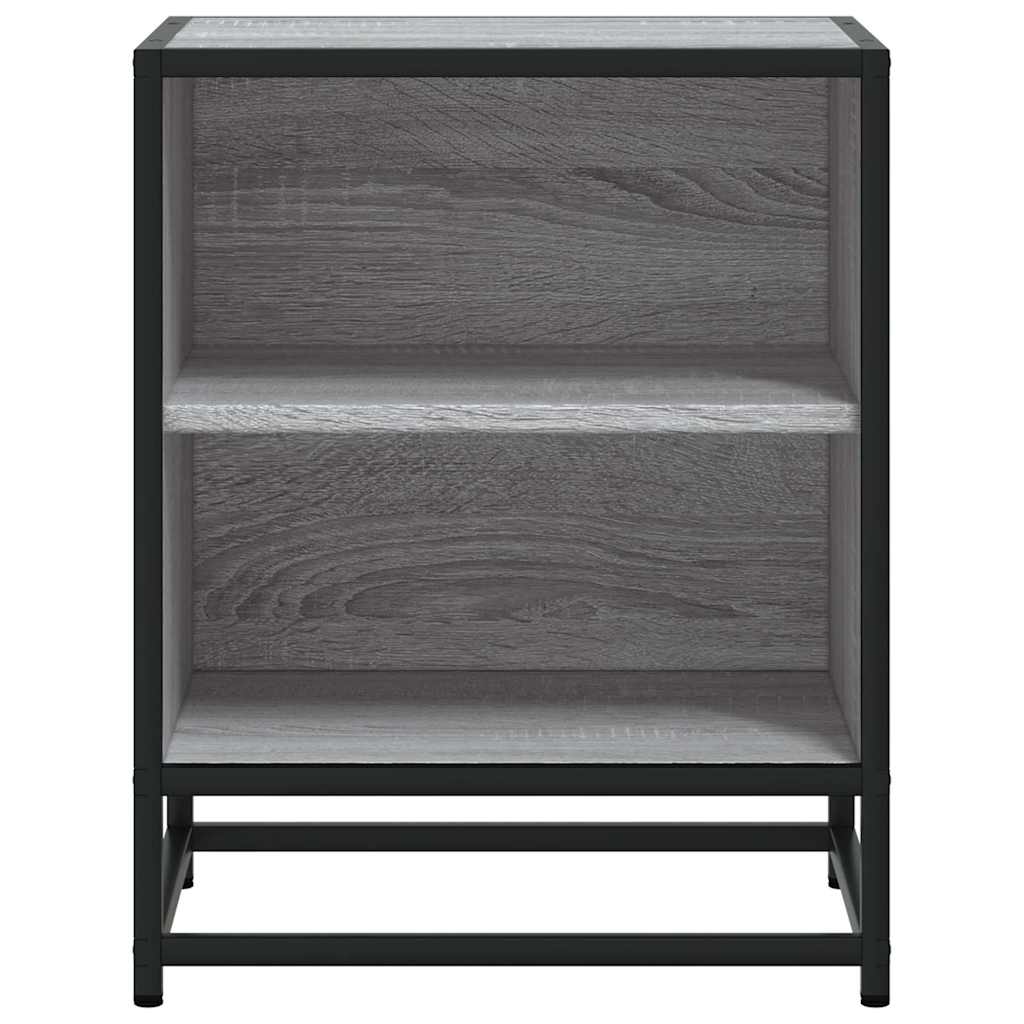 sengebord 40x31x50 cm konstrueret træ og metal grå sonoma-eg