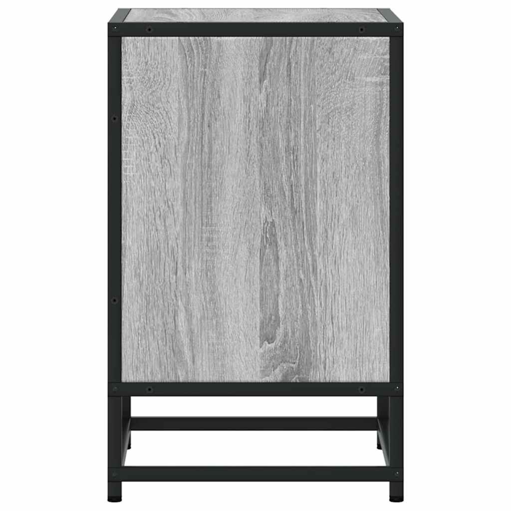sengebord 40x31x50 cm konstrueret træ og metal grå sonoma-eg