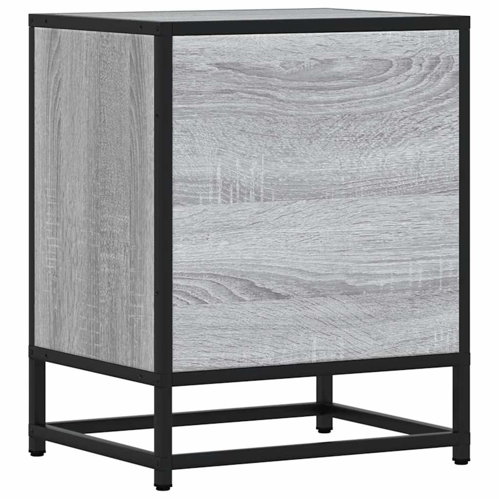 sengebord 40x31x50 cm konstrueret træ og metal grå sonoma-eg
