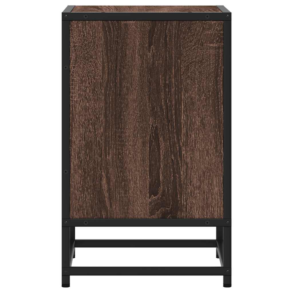 sengebord 40x31x50cm konstrueret træ og metal brun egetræsfarve