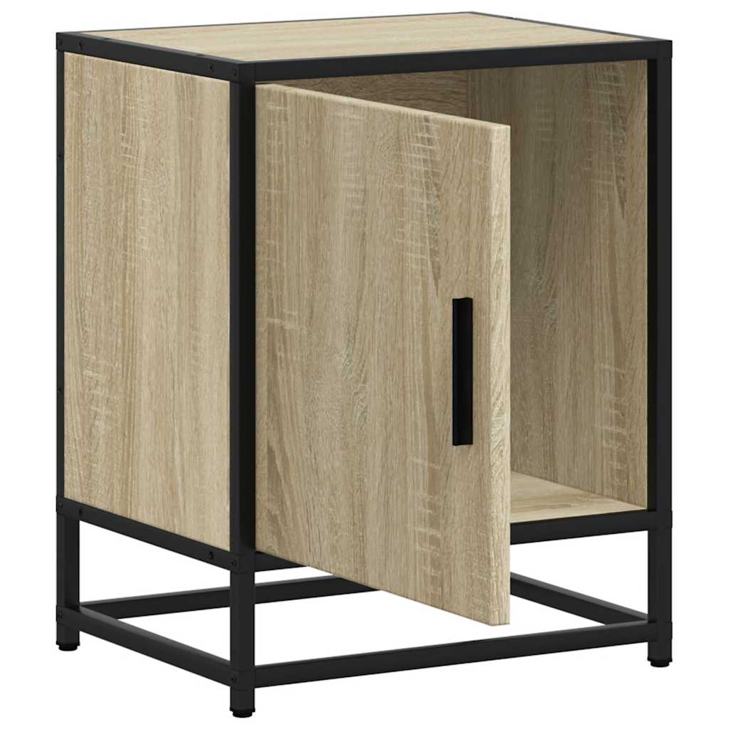 sengebord 40x31x50 cm konstrueret træ og metal sonoma-eg