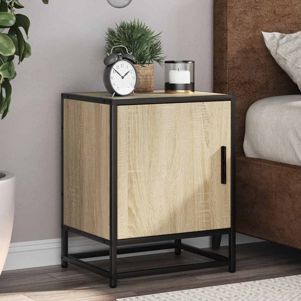 sengebord 40x31x50 cm konstrueret træ og metal sonoma-eg billede