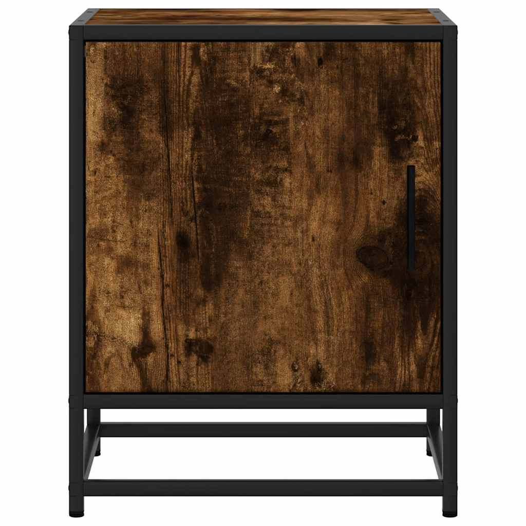 sengebord 40x31x50 cm konstrueret træ metal røget egetræsfarve