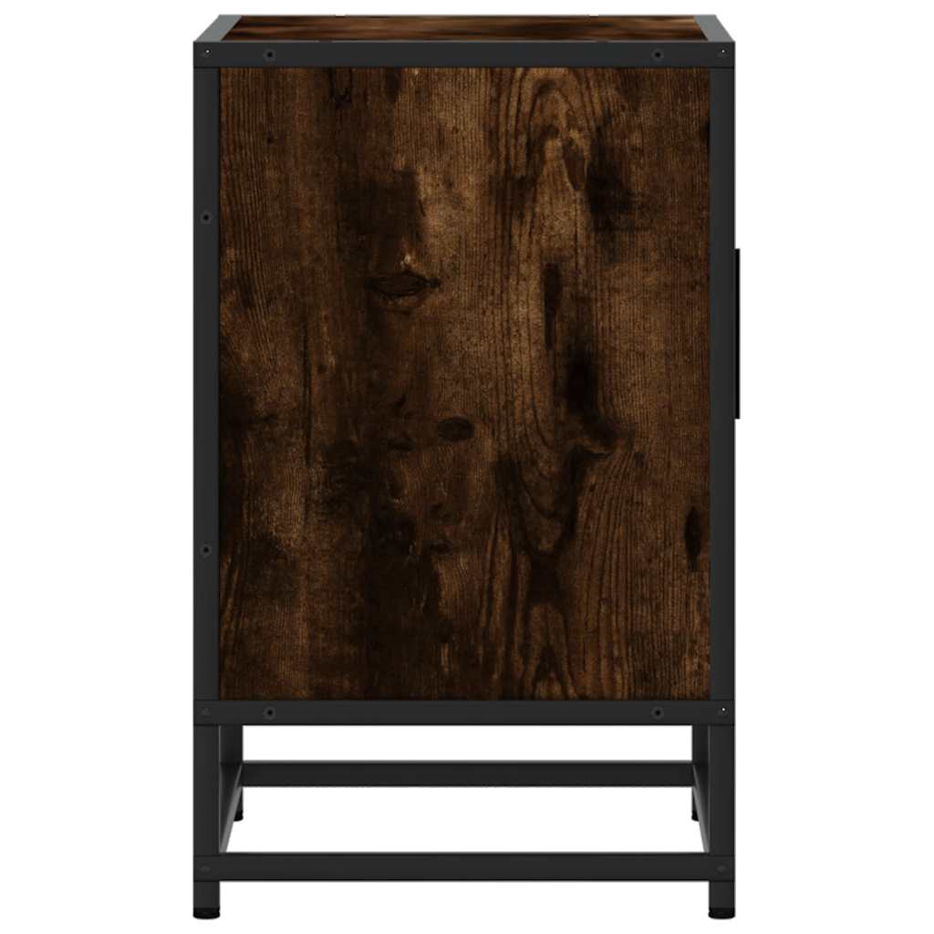sengebord 40x31x50 cm konstrueret træ metal røget egetræsfarve