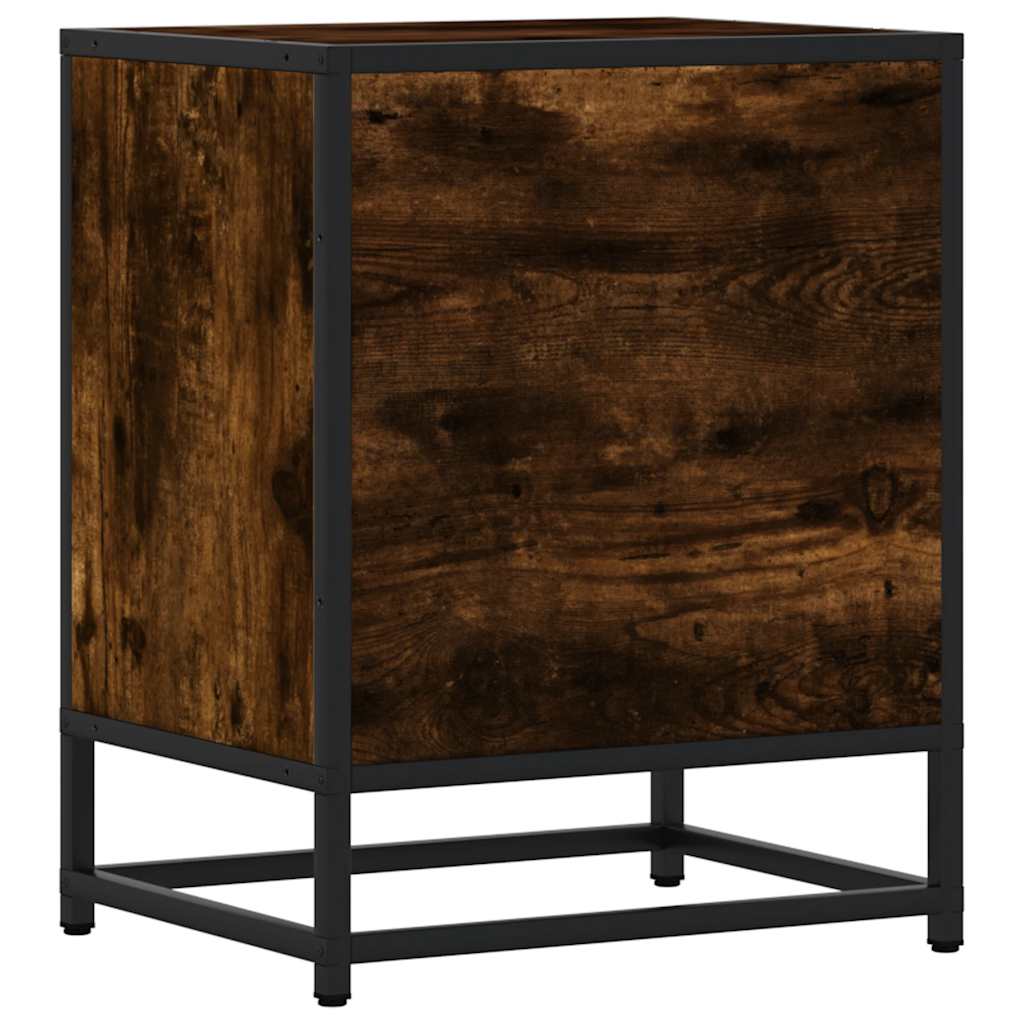 sengebord 40x31x50 cm konstrueret træ metal røget egetræsfarve