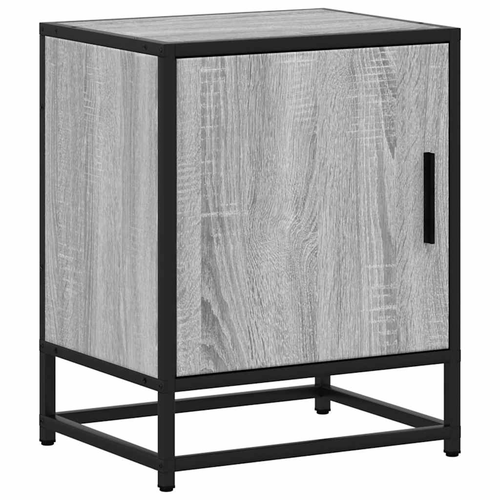 sengebord 40x31x50 cm konstrueret træ og metal grå sonoma-eg