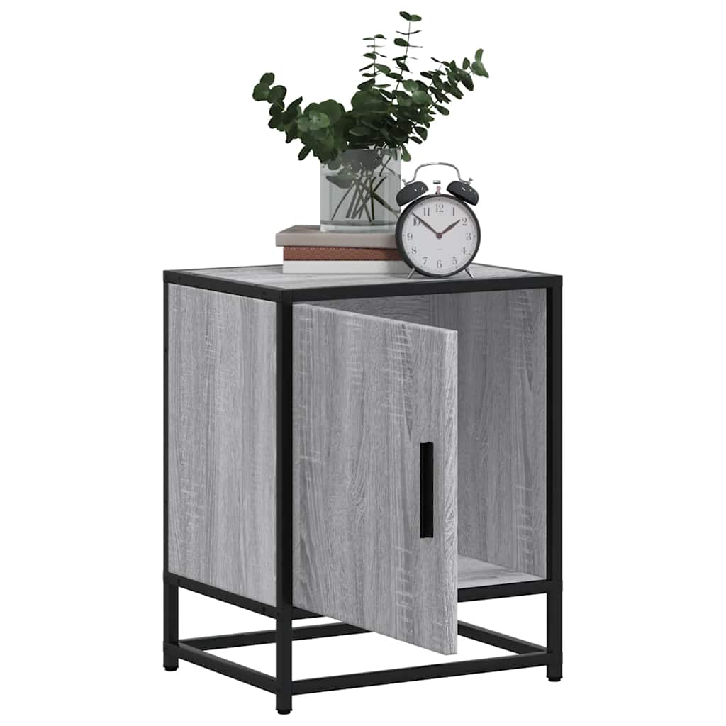sengebord 40x31x50 cm konstrueret træ og metal grå sonoma-eg