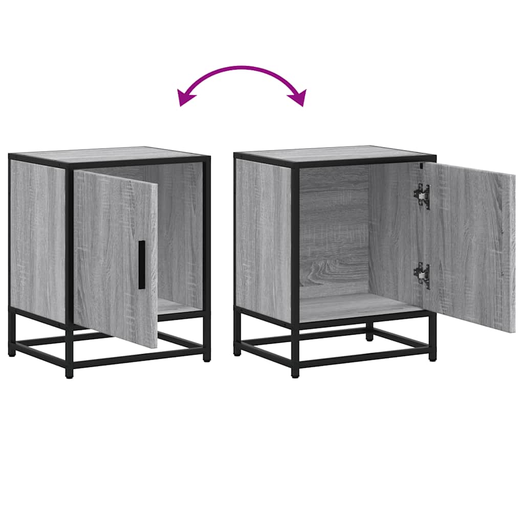 sengebord 40x31x50 cm konstrueret træ og metal grå sonoma-eg