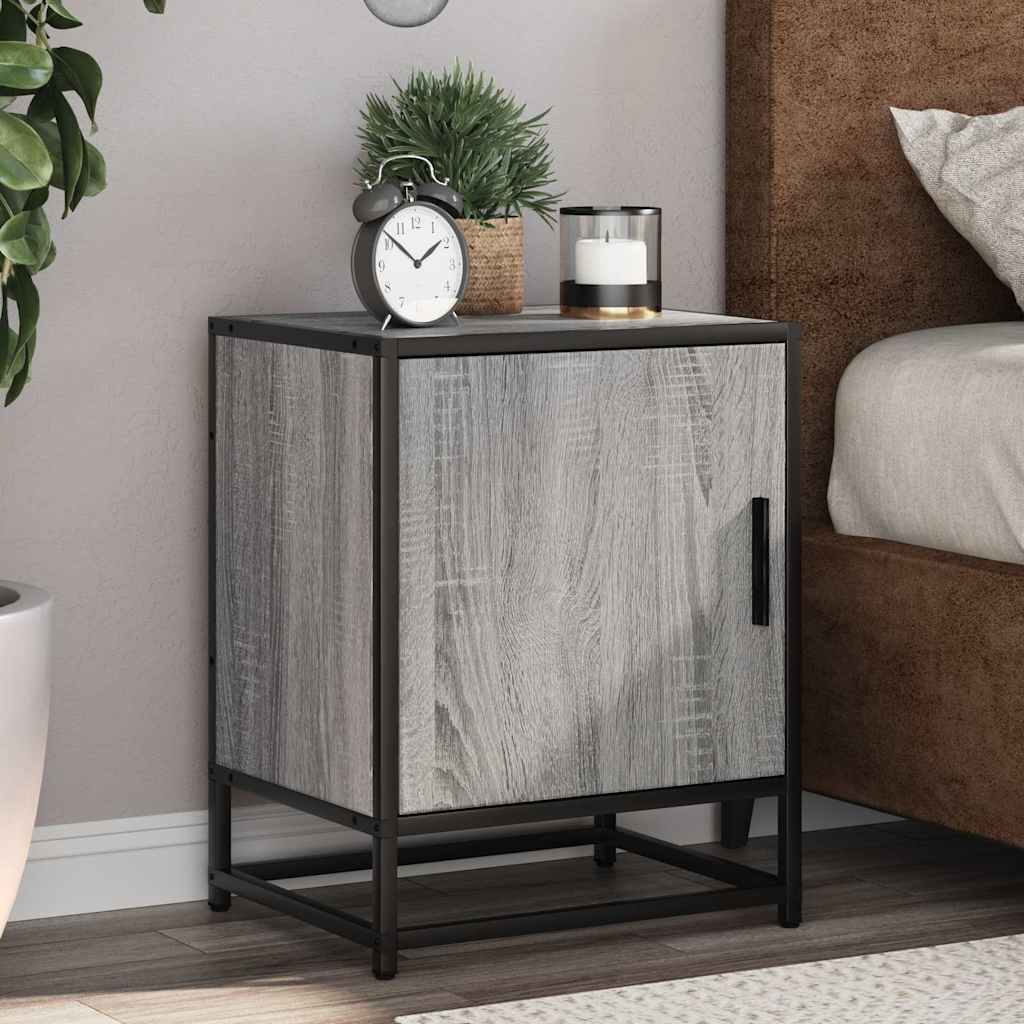 sengebord 40x31x50 cm konstrueret træ og metal grå sonoma-eg billede