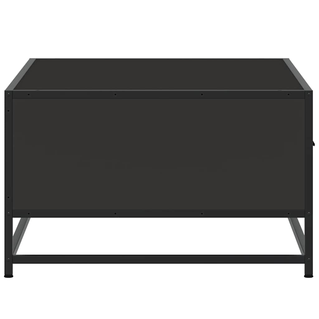 sofabord 90x57x35 cm massivt konstrueret træ og metal sort