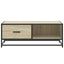 sofabord 90x57x35 cm konstrueret træ og metal sonoma-eg