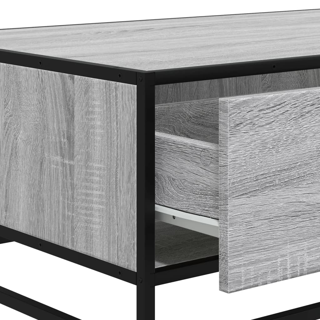sofabord 90x57x35 cm konstrueret træ og metal grå sonoma-eg