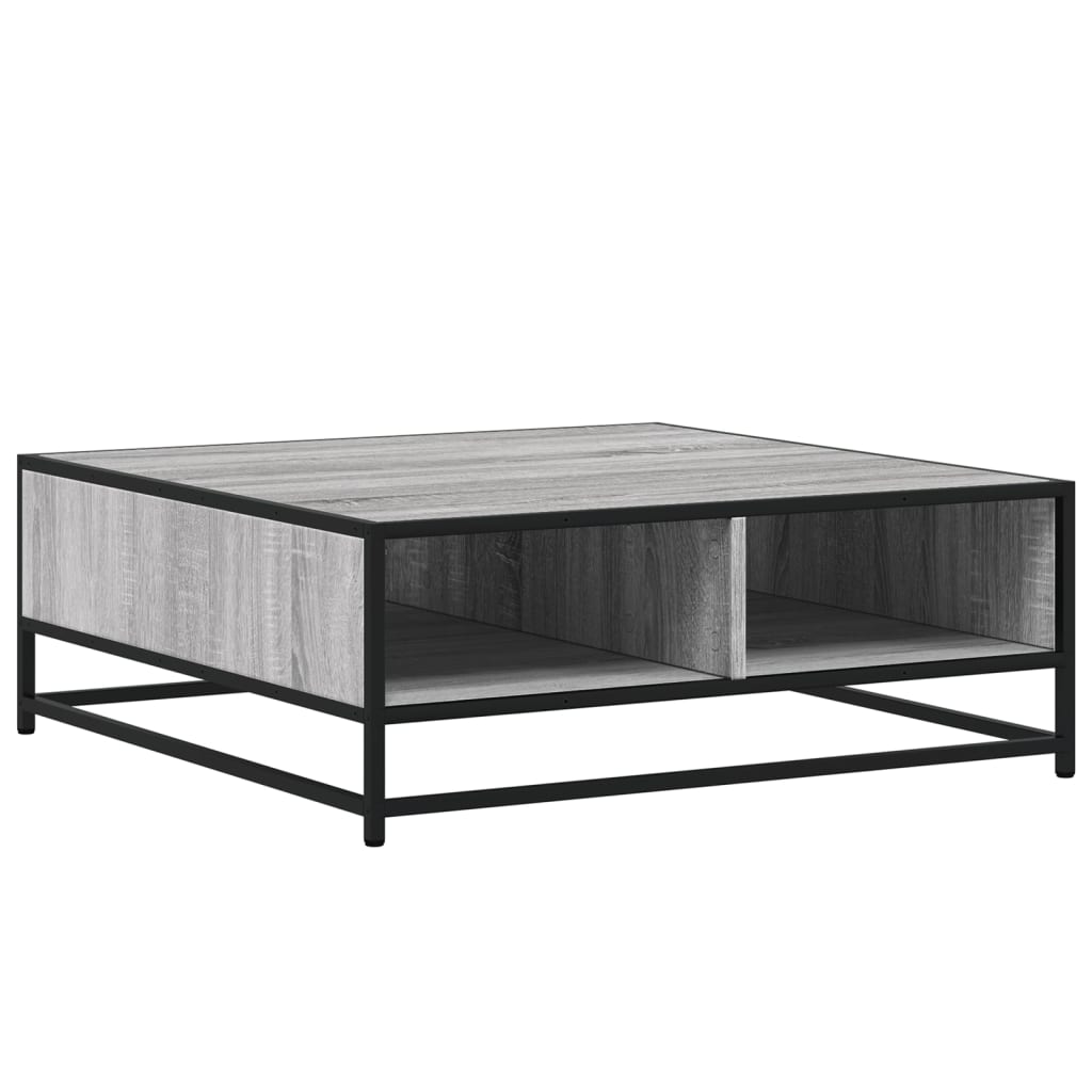 sofabord 80x80x30 cm konstrueret træ og metal grå sonoma-eg