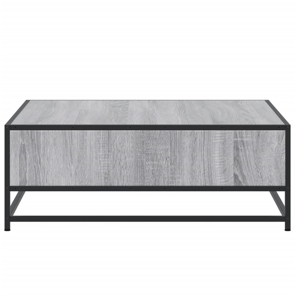 sofabord 80x80x30 cm konstrueret træ og metal grå sonoma-eg