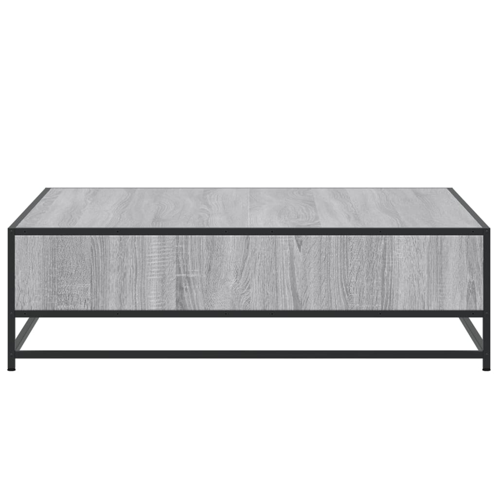 sofabord 100x100x30 cm konstrueret træ og metal grå sonoma-eg