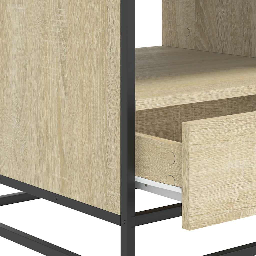 sofabord 100x50x45 cm konstrueret træ og metal sonoma-eg