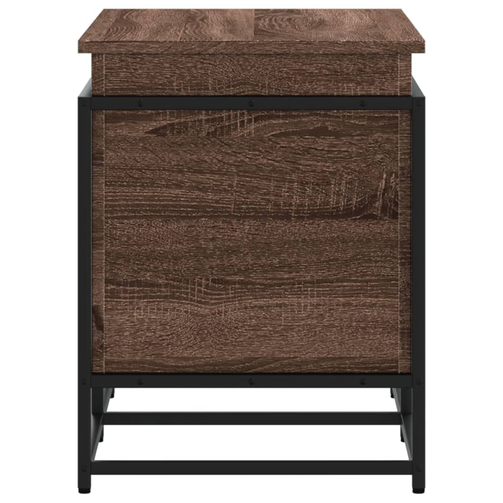opbevaringsboks med låg 80x40x51,5 cm konstrueret træ brunt eg