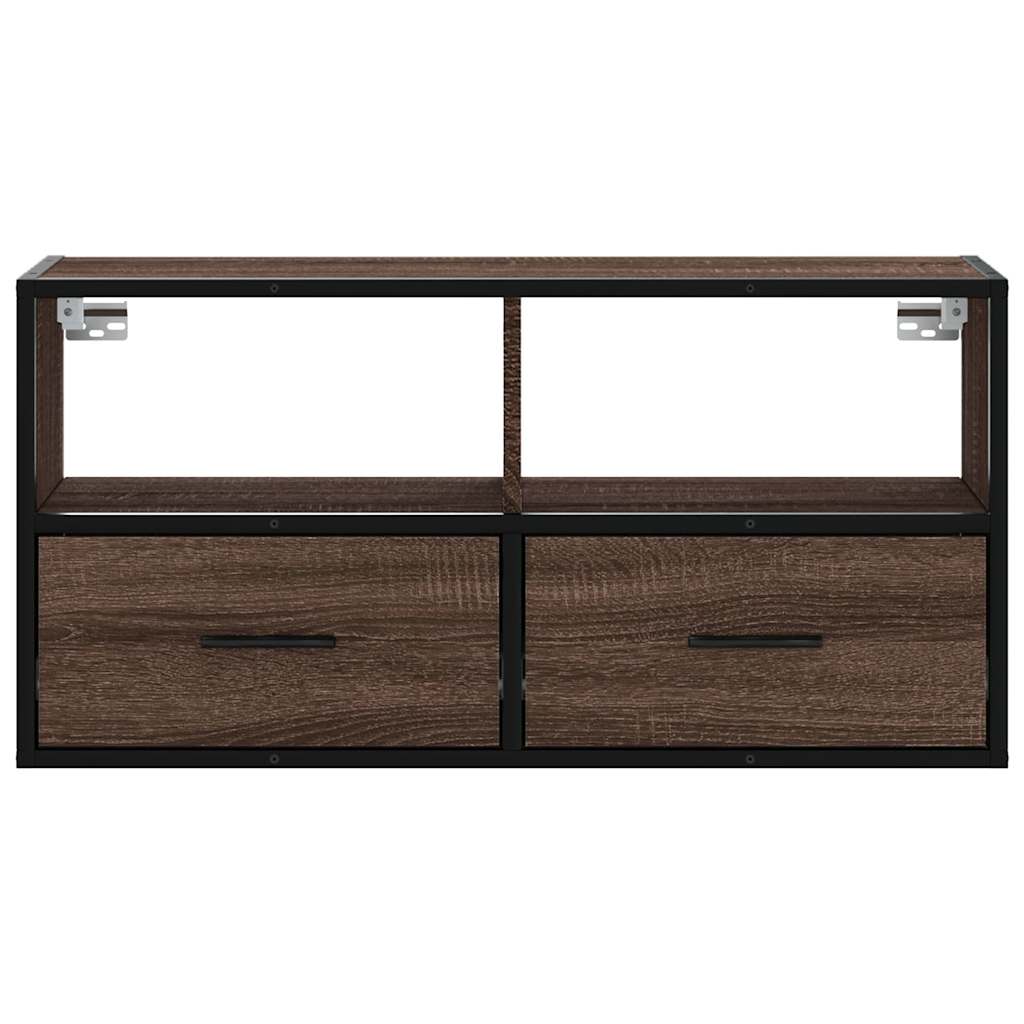 tv-bord 80x31x39,5 cm konstrueret træ og metal brunt eg