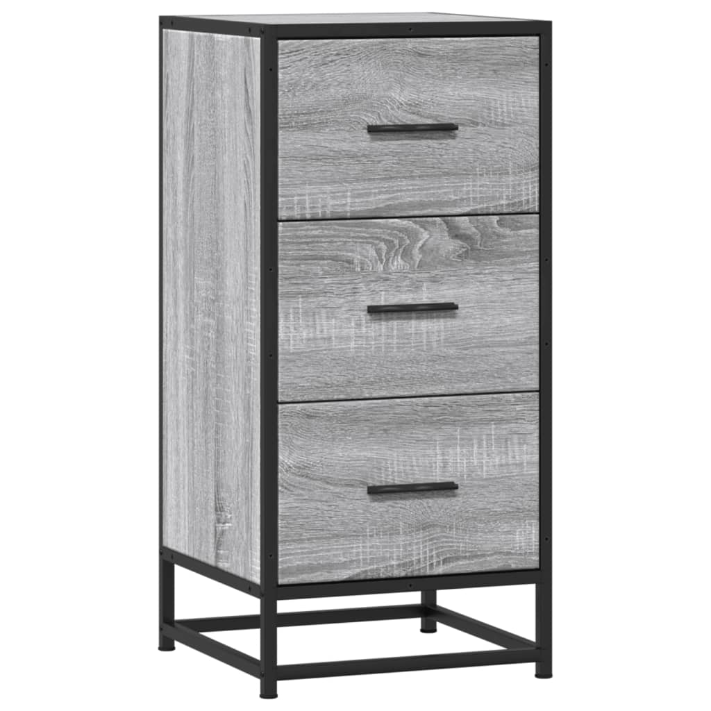 skab 35,5x35x76 cm konstrueret træ og metal grå sonoma-eg