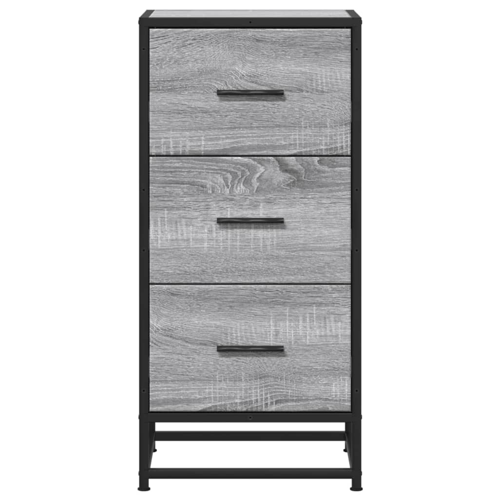 skab 35,5x35x76 cm konstrueret træ og metal grå sonoma-eg