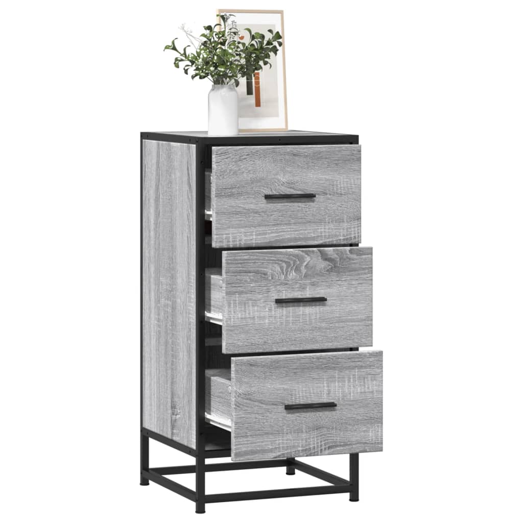 skab 35,5x35x76 cm konstrueret træ og metal grå sonoma-eg